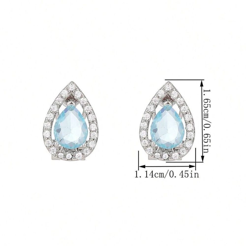 Blue Topaz Tear Drop hinge closure silver earrings - Picture 8 of 9
